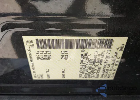 2017 Nissan Maxima 3.5 Sv z USA, uszkodzony, nr VIN 1N4AA6APXHC390072